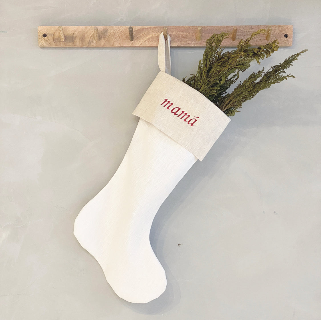 bota navideña lino arena - Barioles Casa