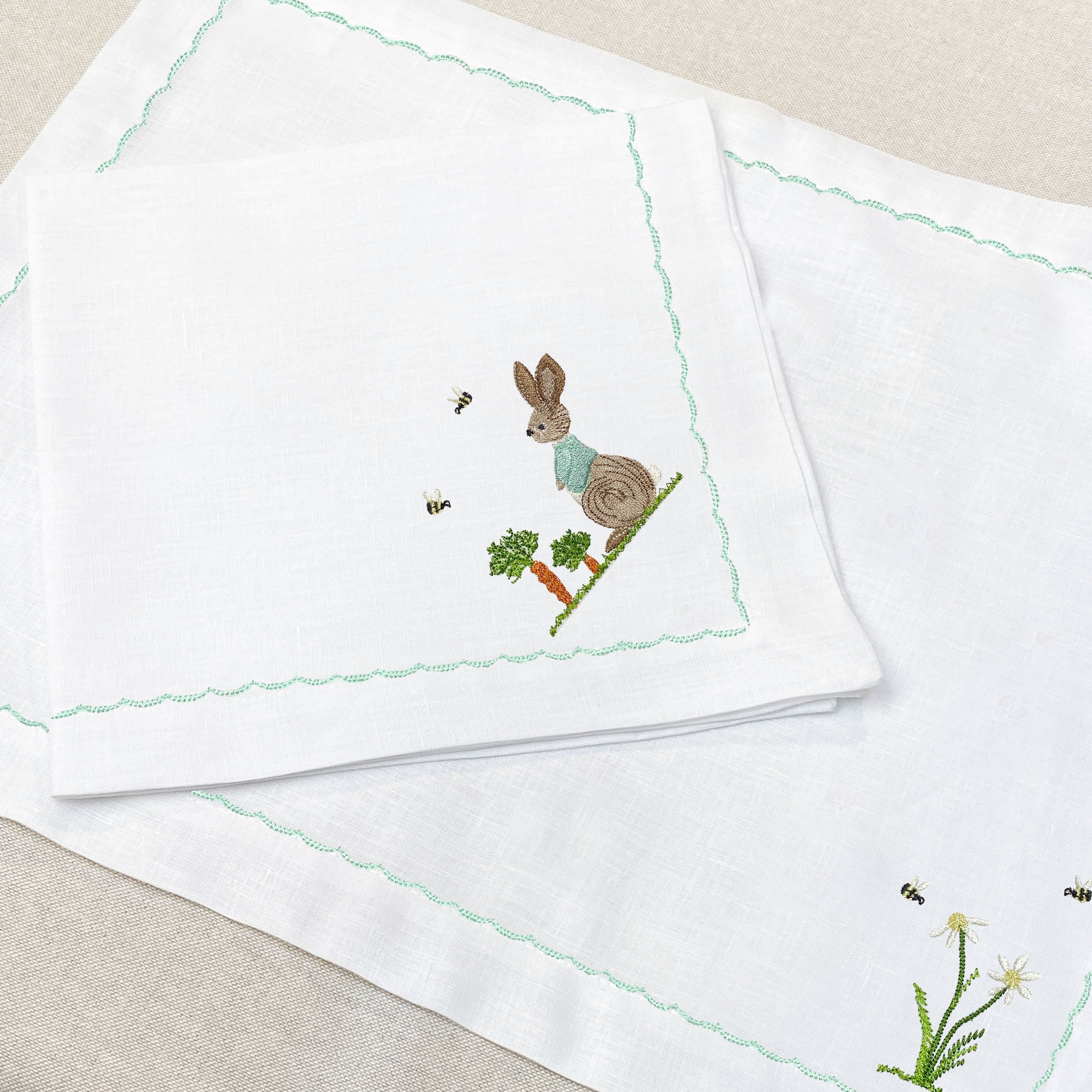 individual y servilleta de lino bordado easter - Barioles Casa