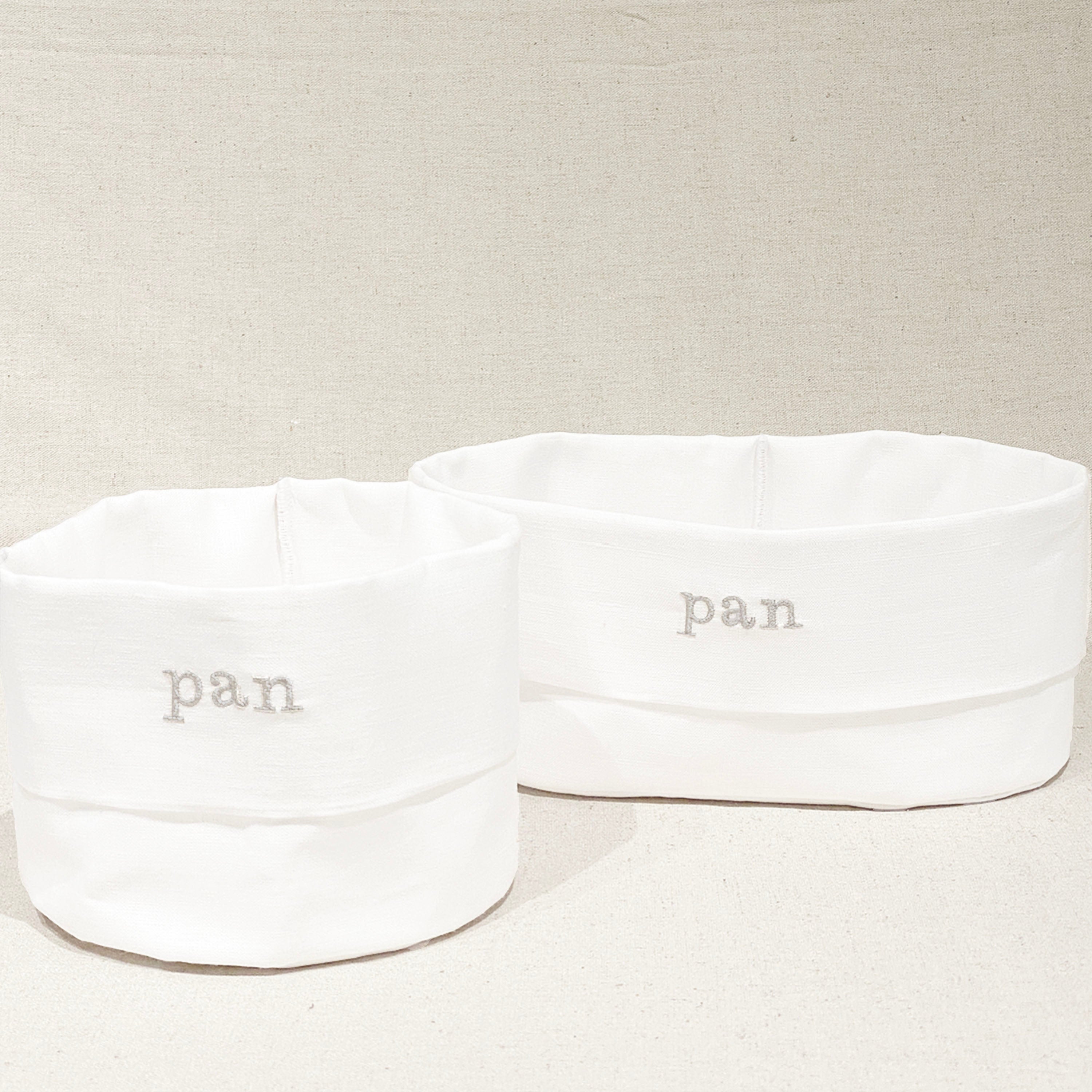 kit panera chica y panera grande de lino bordado - Barioles Casa