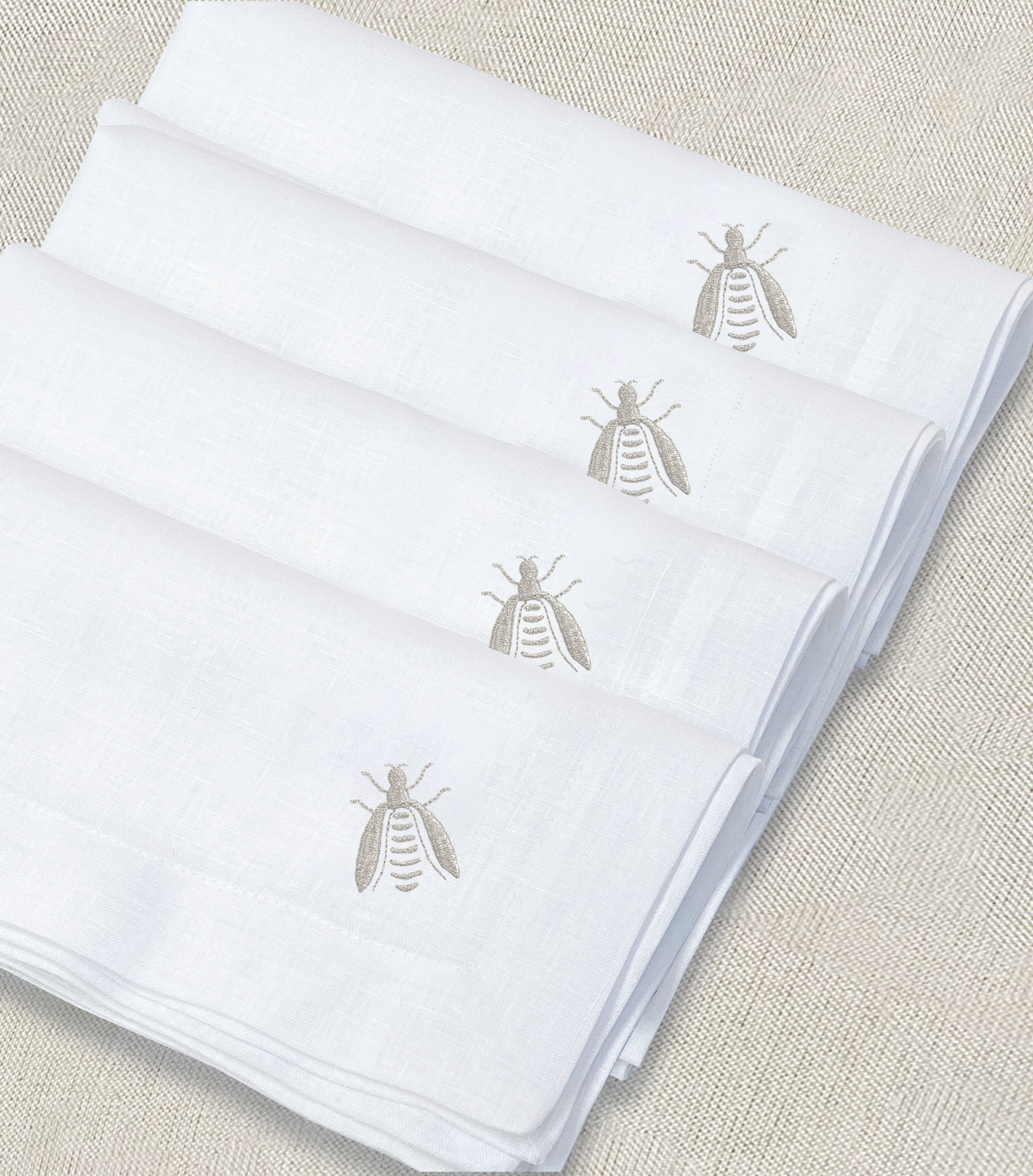 servilleta de lino bordado abeja - Barioles Casa