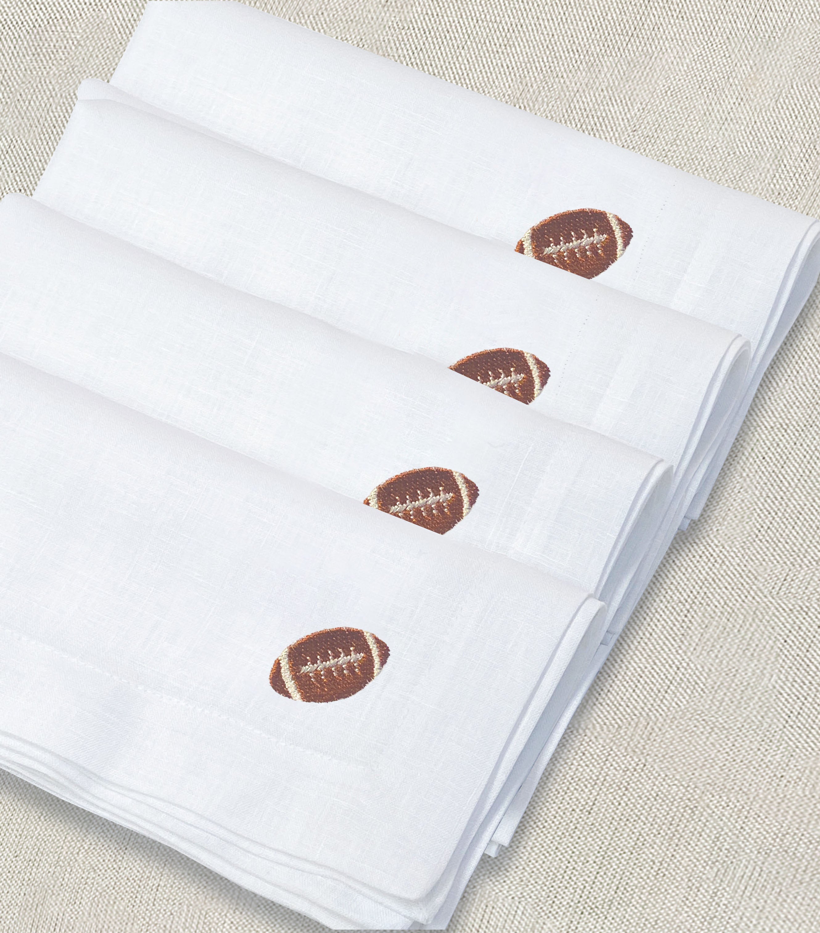 servilleta de lino bordado pelota americano - Barioles Casa