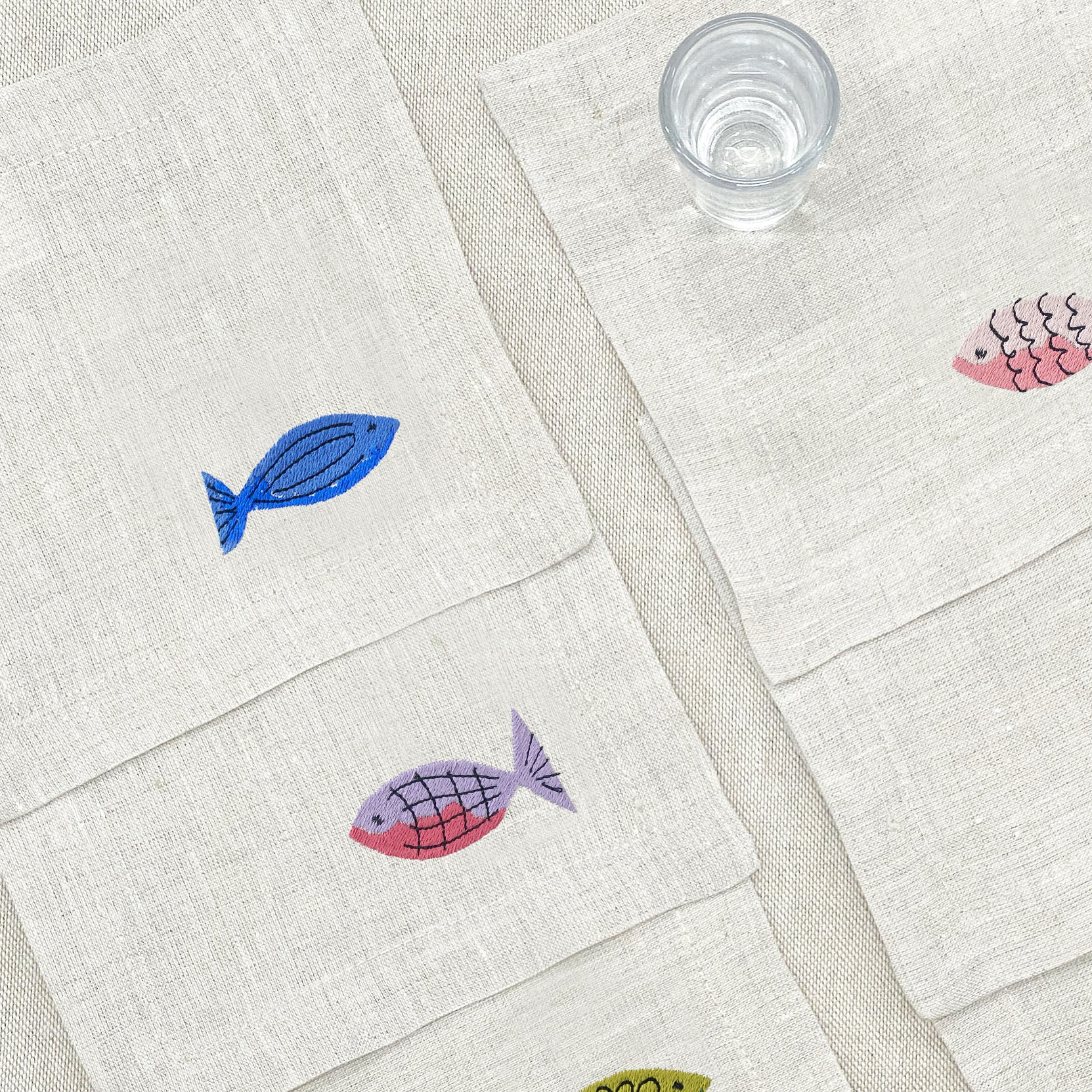 coctelera peces de colores · lino arena · set de 6 - Barioles Casa