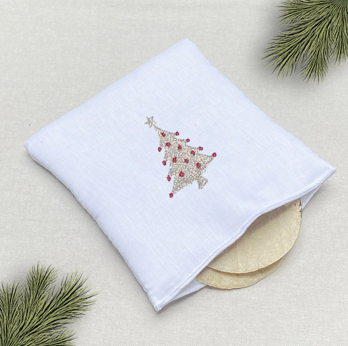 tortillero bordado árbol navidad