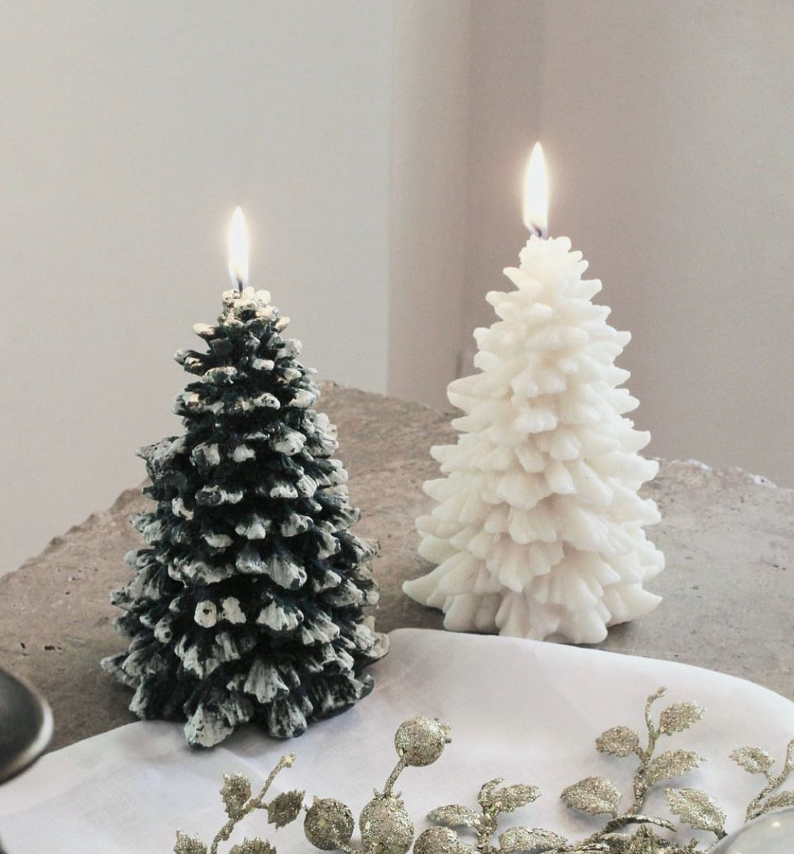 vela de árbol navidad · marfil