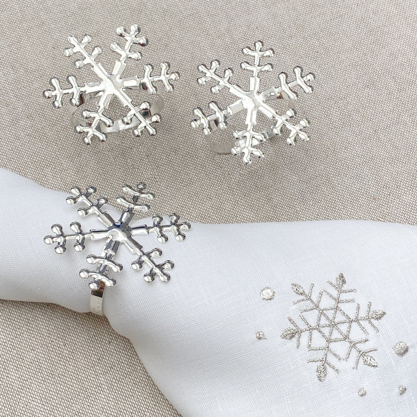 servilleteros copos navidad · set de 6