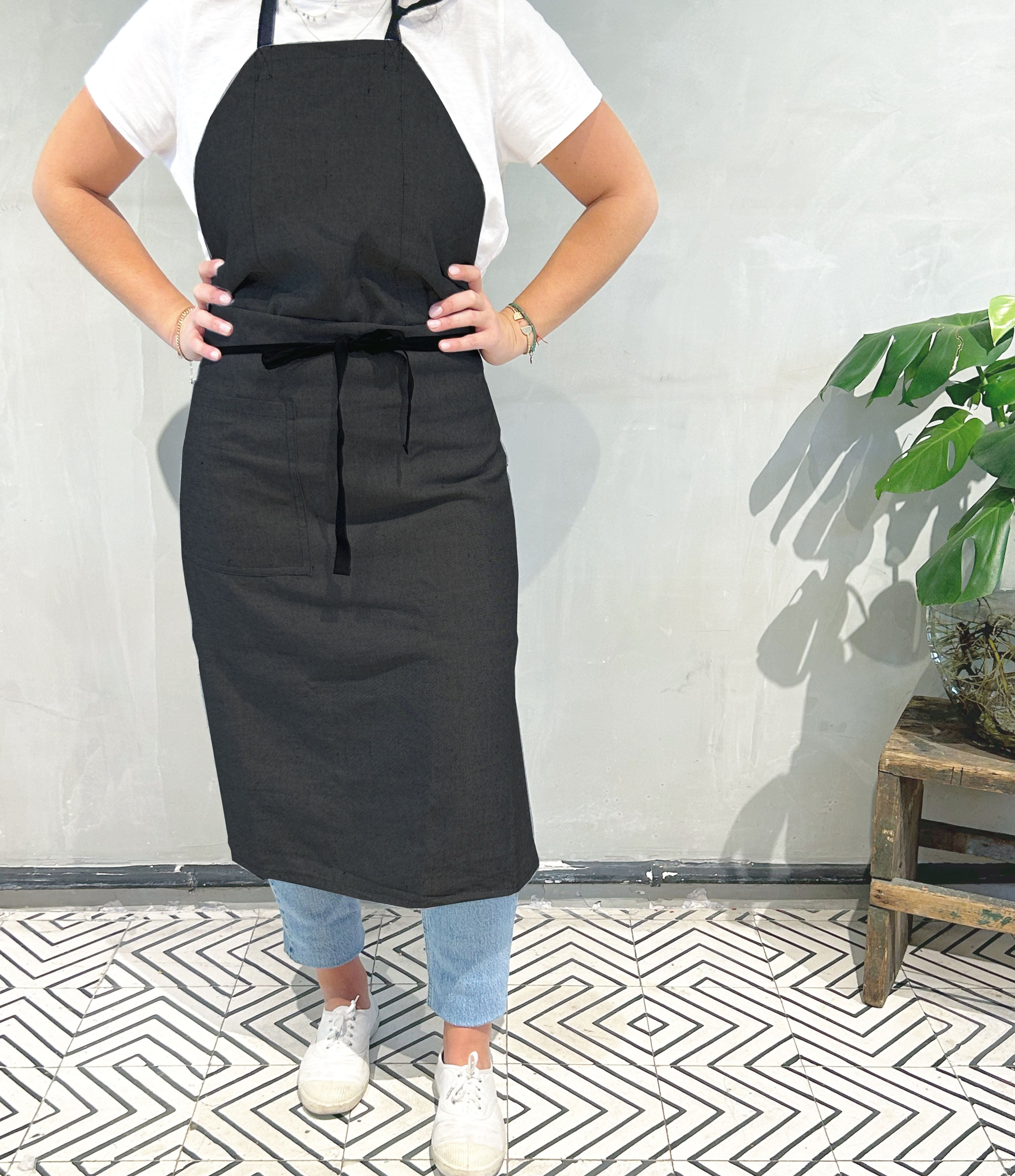 mandil de lino color negro - Barioles Casa