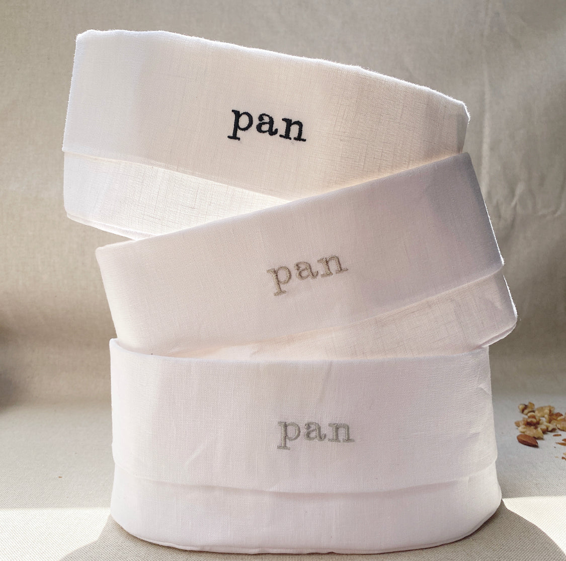 panera de lino blanco grande - Barioles Casa