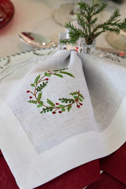 servilleta de lino bordado corona