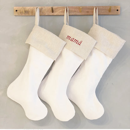 bota navideña lino arena - Barioles Casa