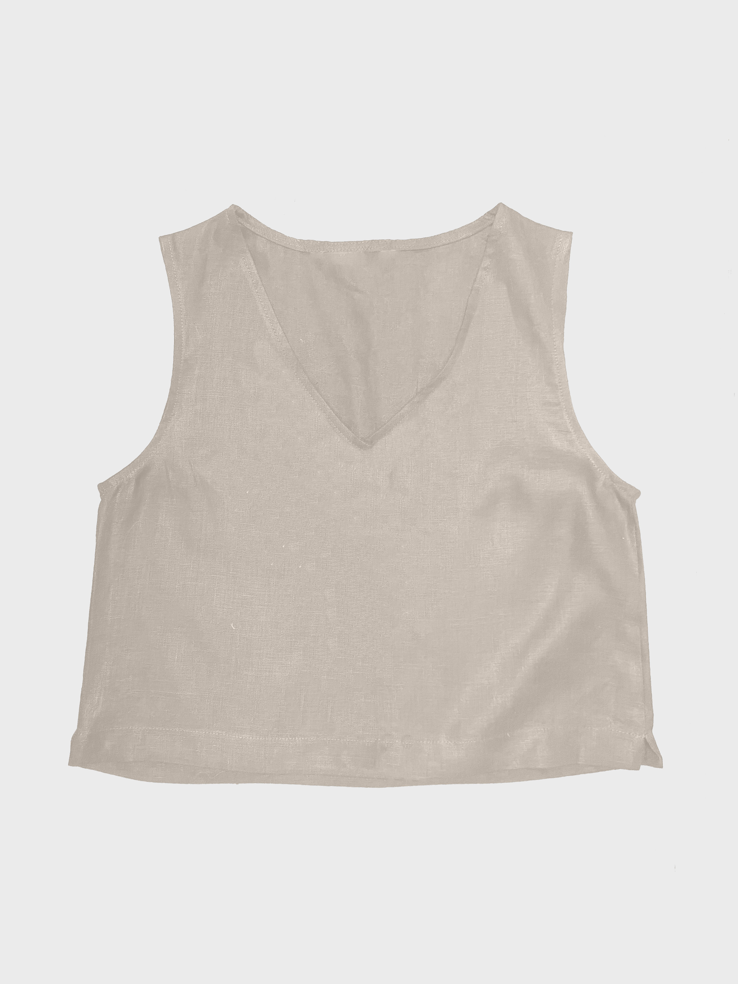 blusa corta de lino sin mangas