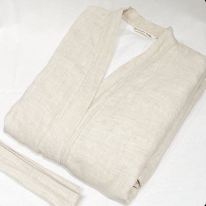bata de lino con toalla tipo spa