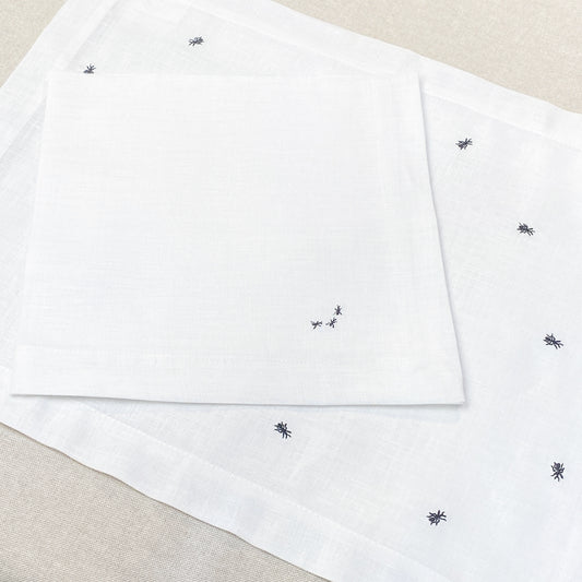 individual con servilleta de lino bordado tiny ants