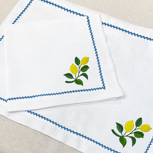 servilleta de lino bordado lemon vine - Barioles Casa