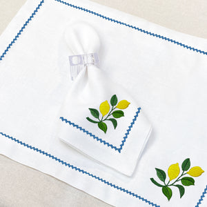 individual con servilleta de lino bordado lemon vine - Barioles Casa