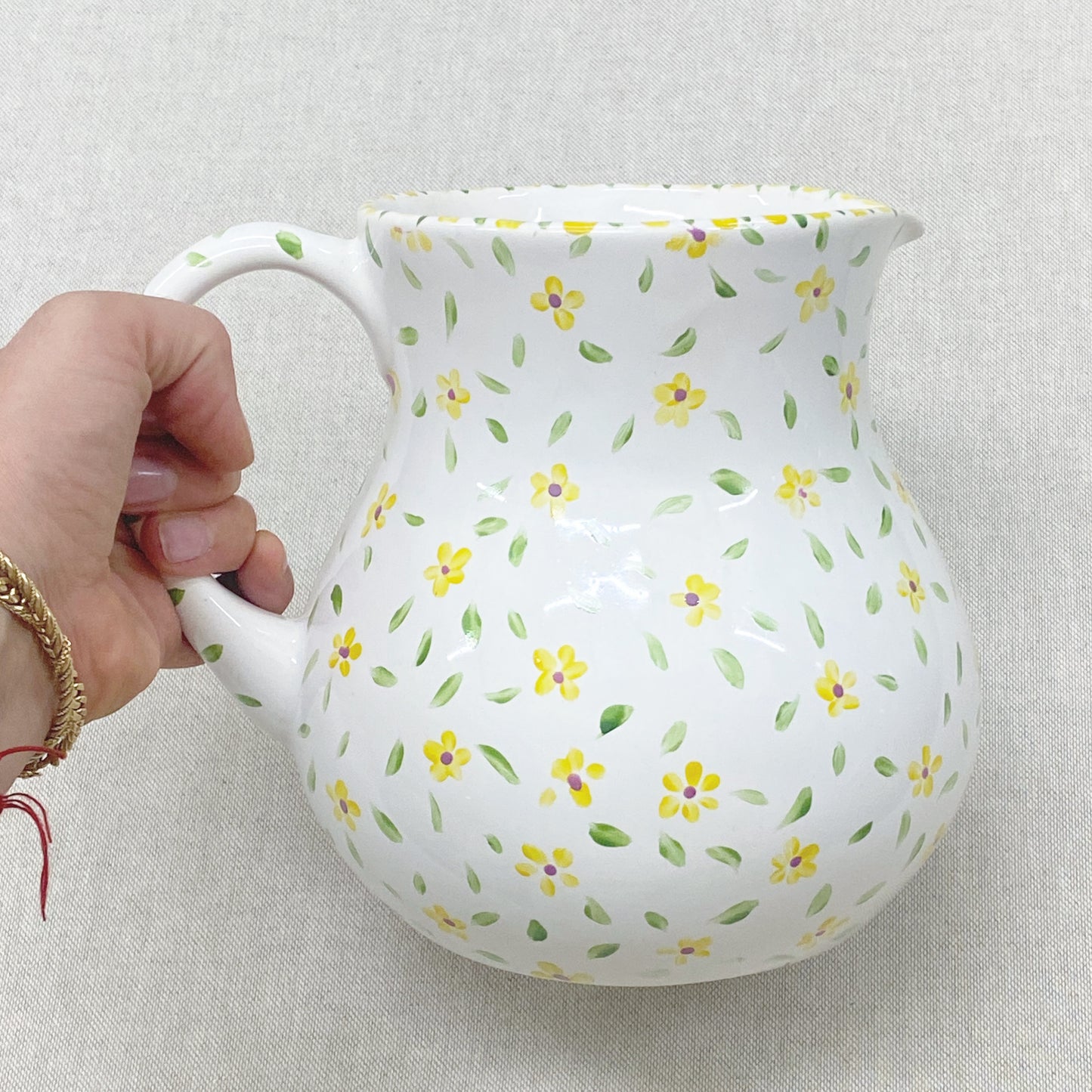jarra chica de ceramica pintada · flores