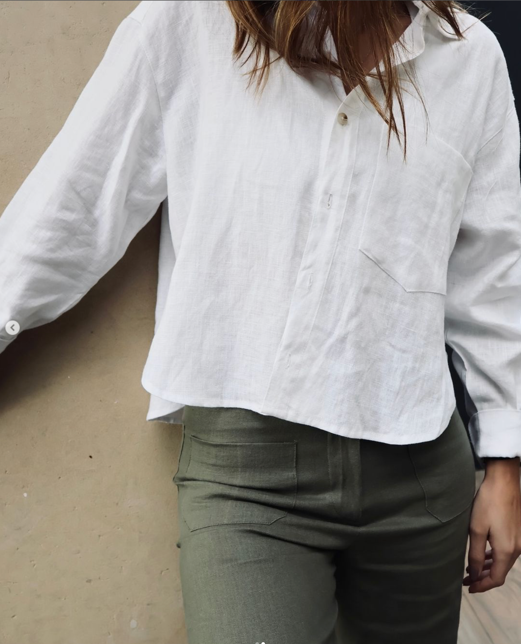 camisa corta de lino