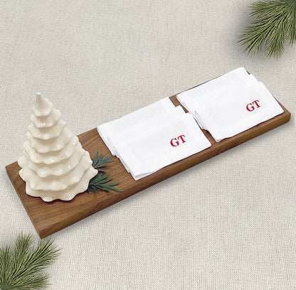 tabla de parota · árbol de cerámica · cocteleras de lino bordadas - Barioles Casa