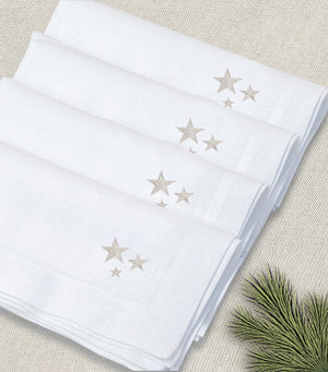 servilleta de lino bordado estrellas navidad - Barioles Casa