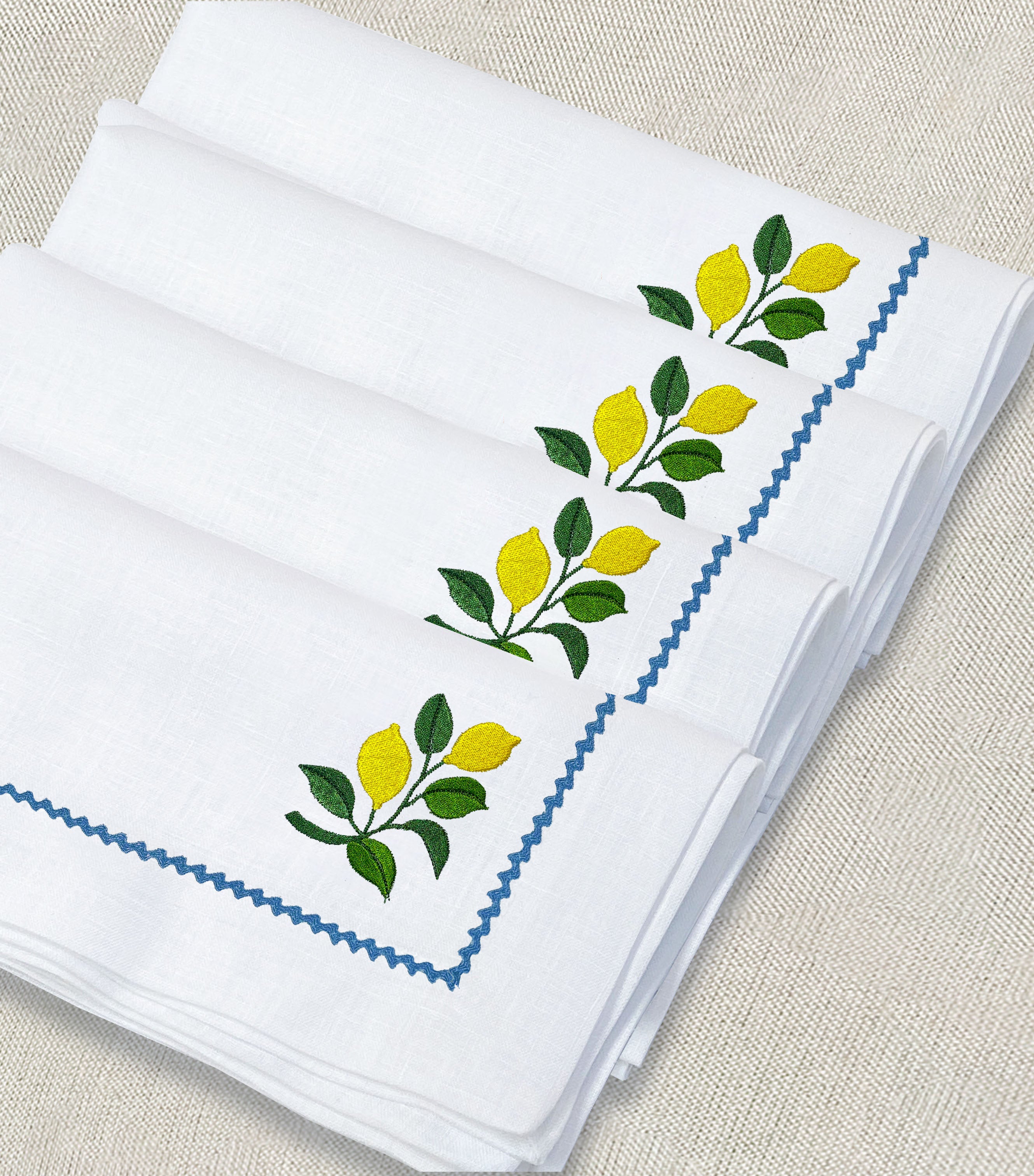 servilleta de lino bordado lemon vine