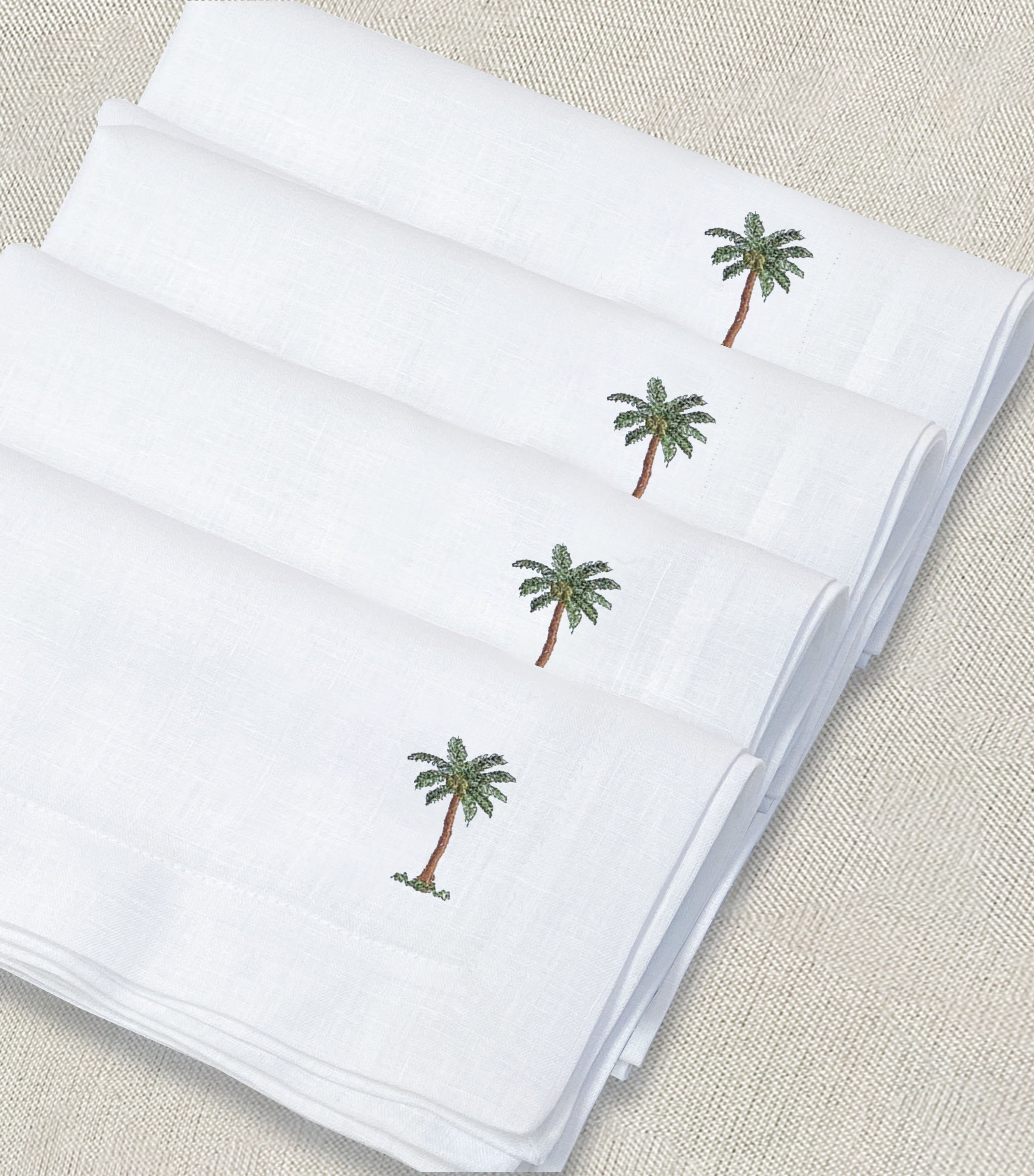 servilleta de lino bordado palmera