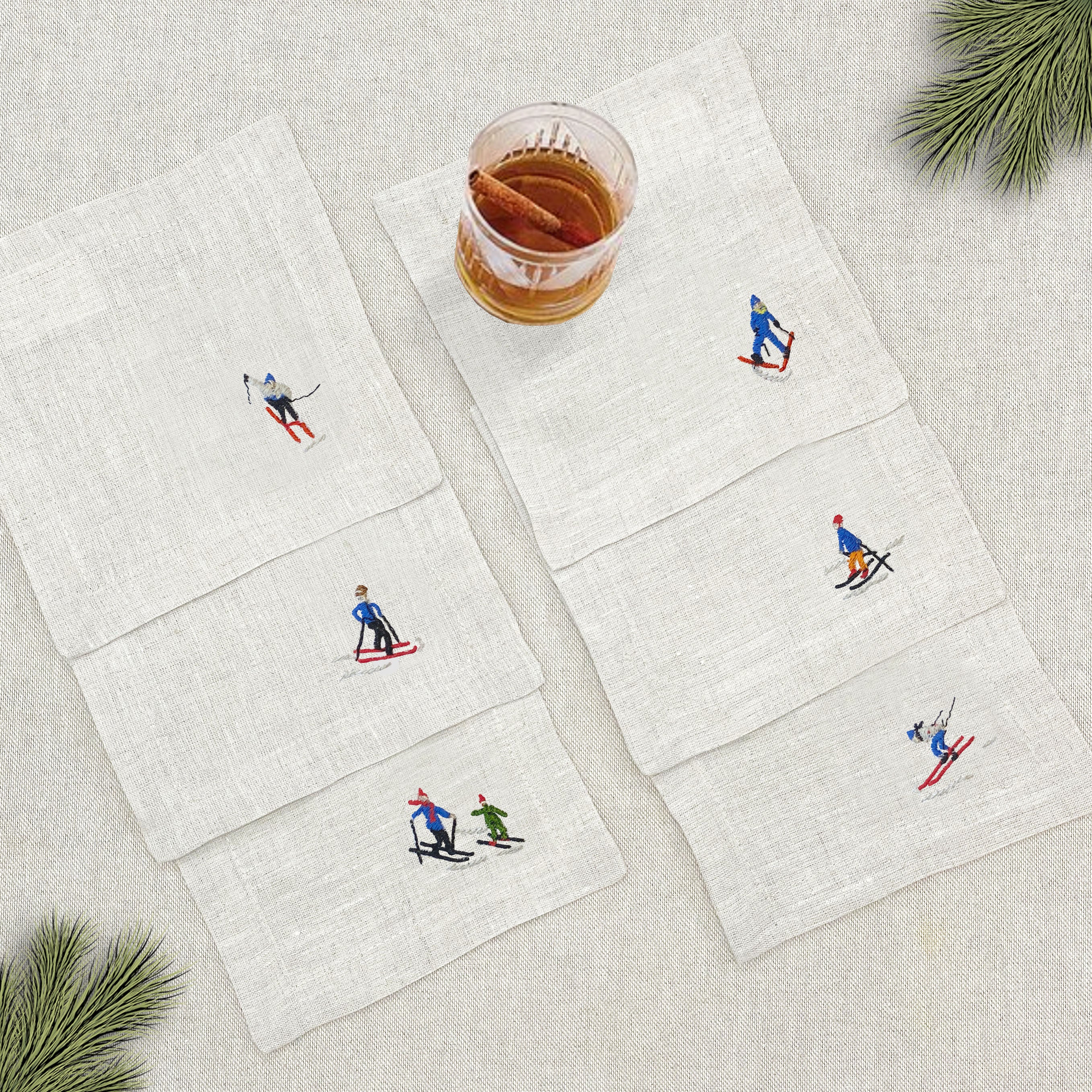 coctelera lino arena · esquiadores solos · set de 6 - Barioles Casa