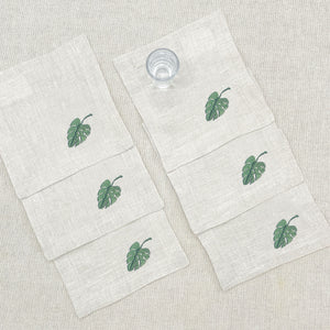 coctelera hoja tropical · lino arena · set de 6 - Barioles Casa