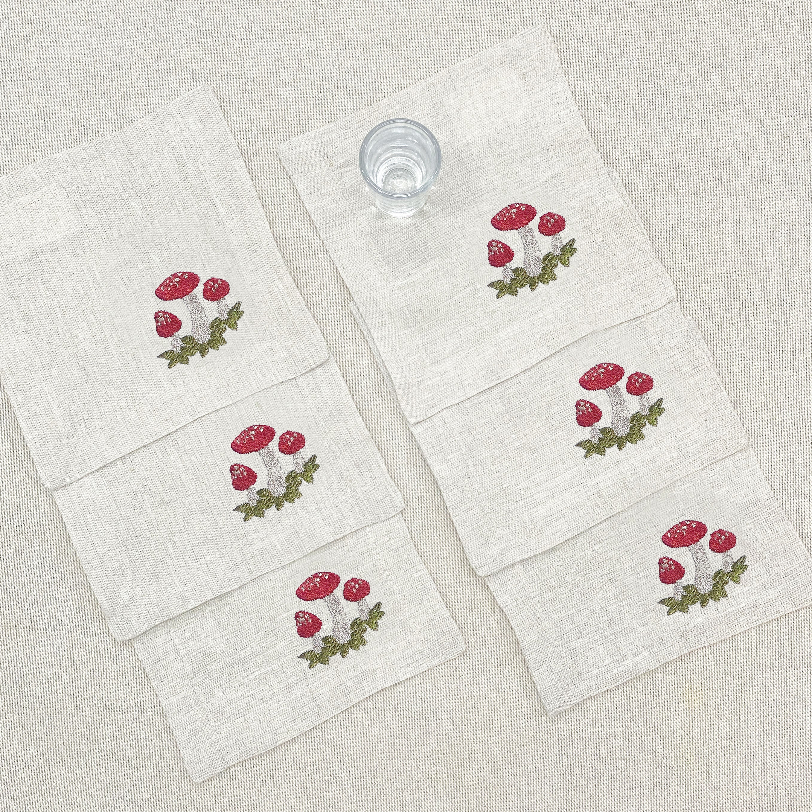 coctelera hongos · lino arena · set de 6 - Barioles Casa
