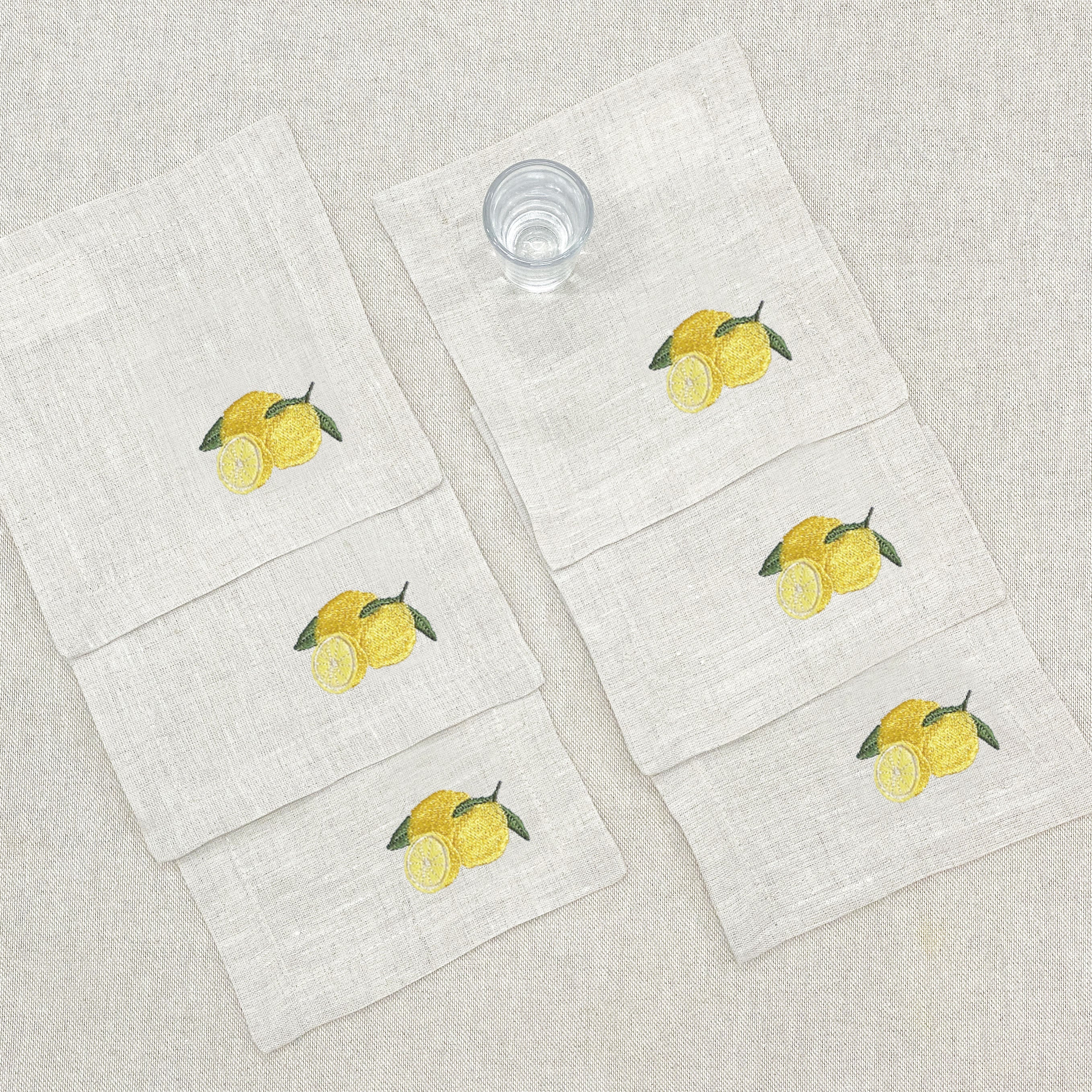 coctelera limones · lino arena · set de 6 - Barioles Casa