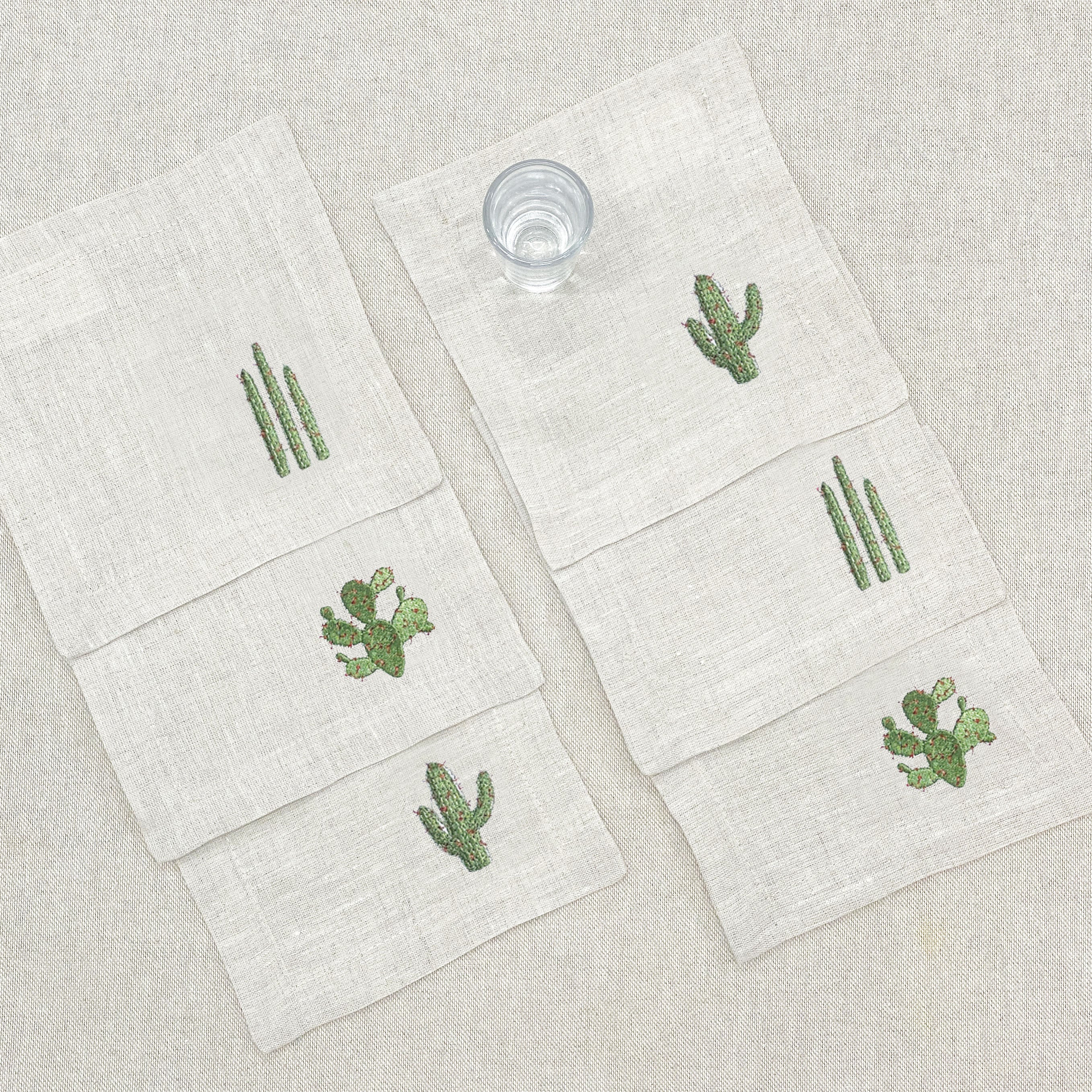 coctelera nopal cactus · lino arena · set de 6 - Barioles Casa
