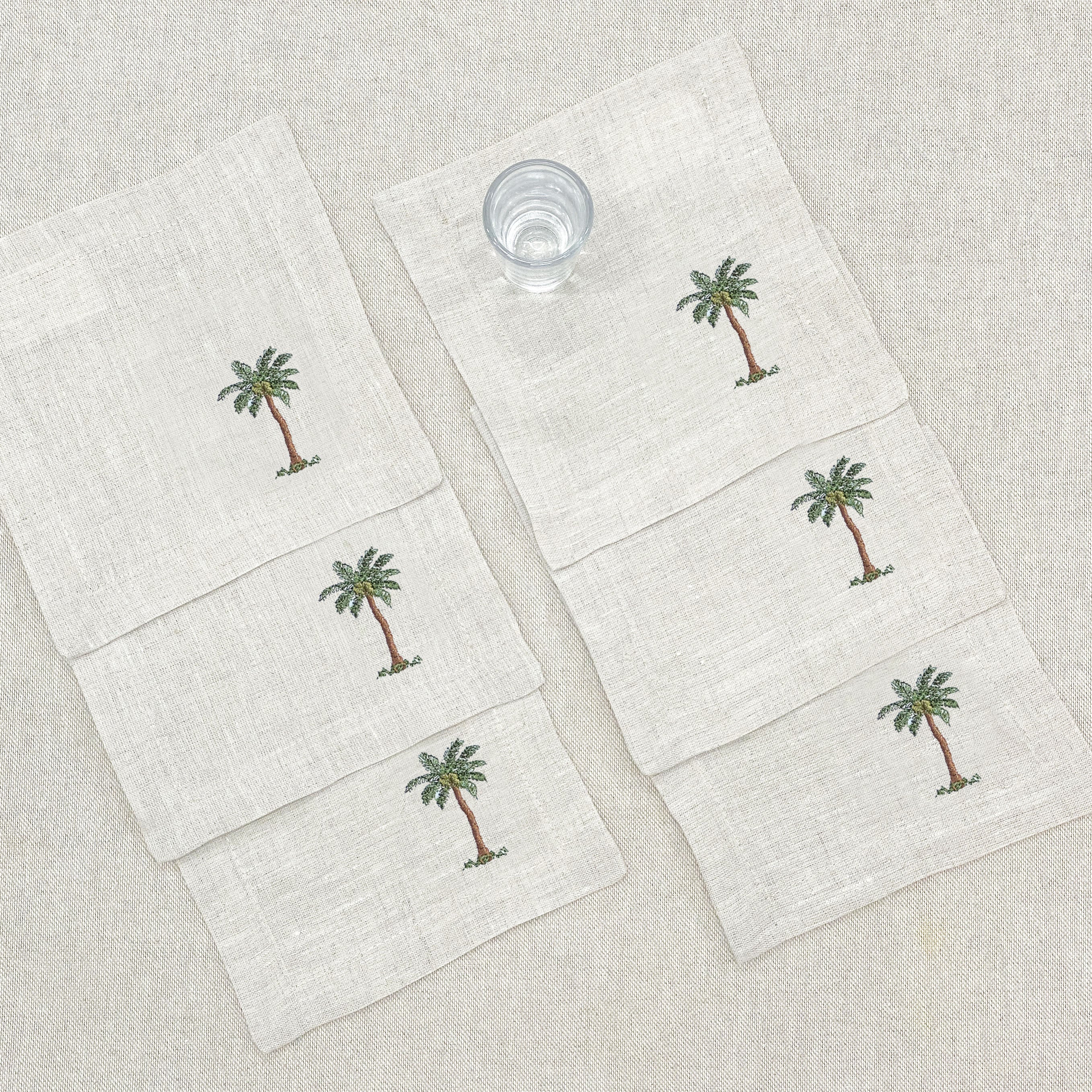 coctelera palmeras · lino arena · set de 6 - Barioles Casa