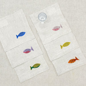 coctelera peces de colores · lino arena · set de 6 - Barioles Casa