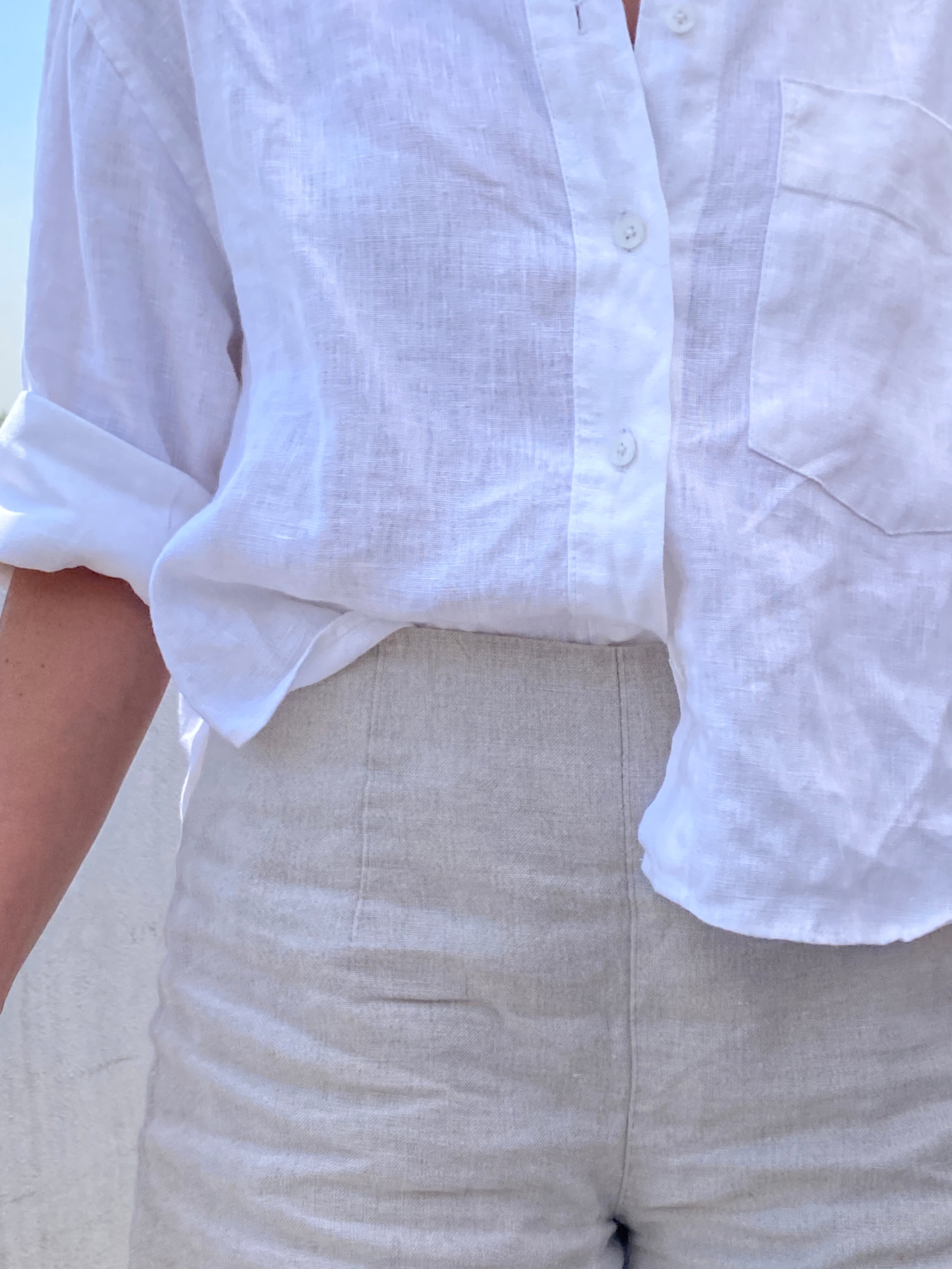 shorts de lino high rise
