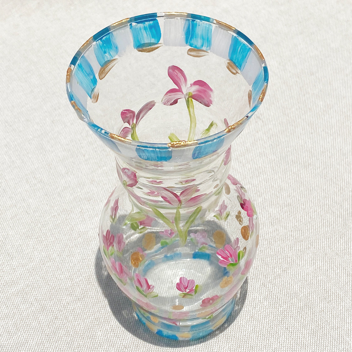 florero de cristal pintado