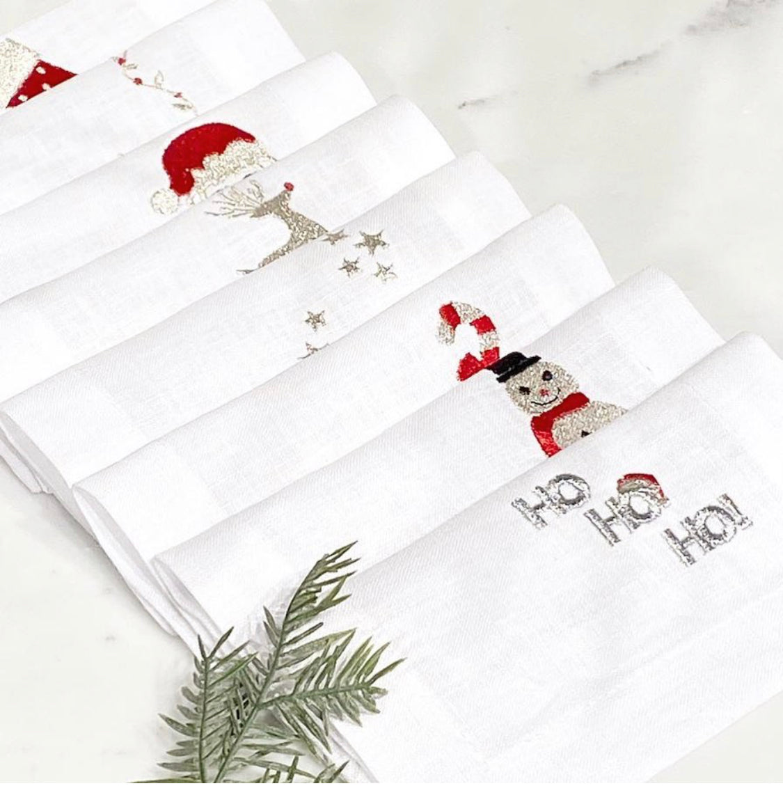 toallas lino bordado navidad · par (2)
