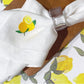 individual y servilleta de lino bordado limones