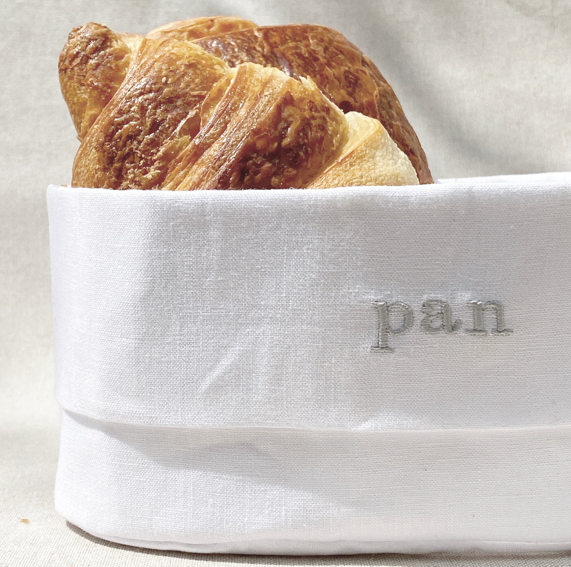 panera de lino blanco grande