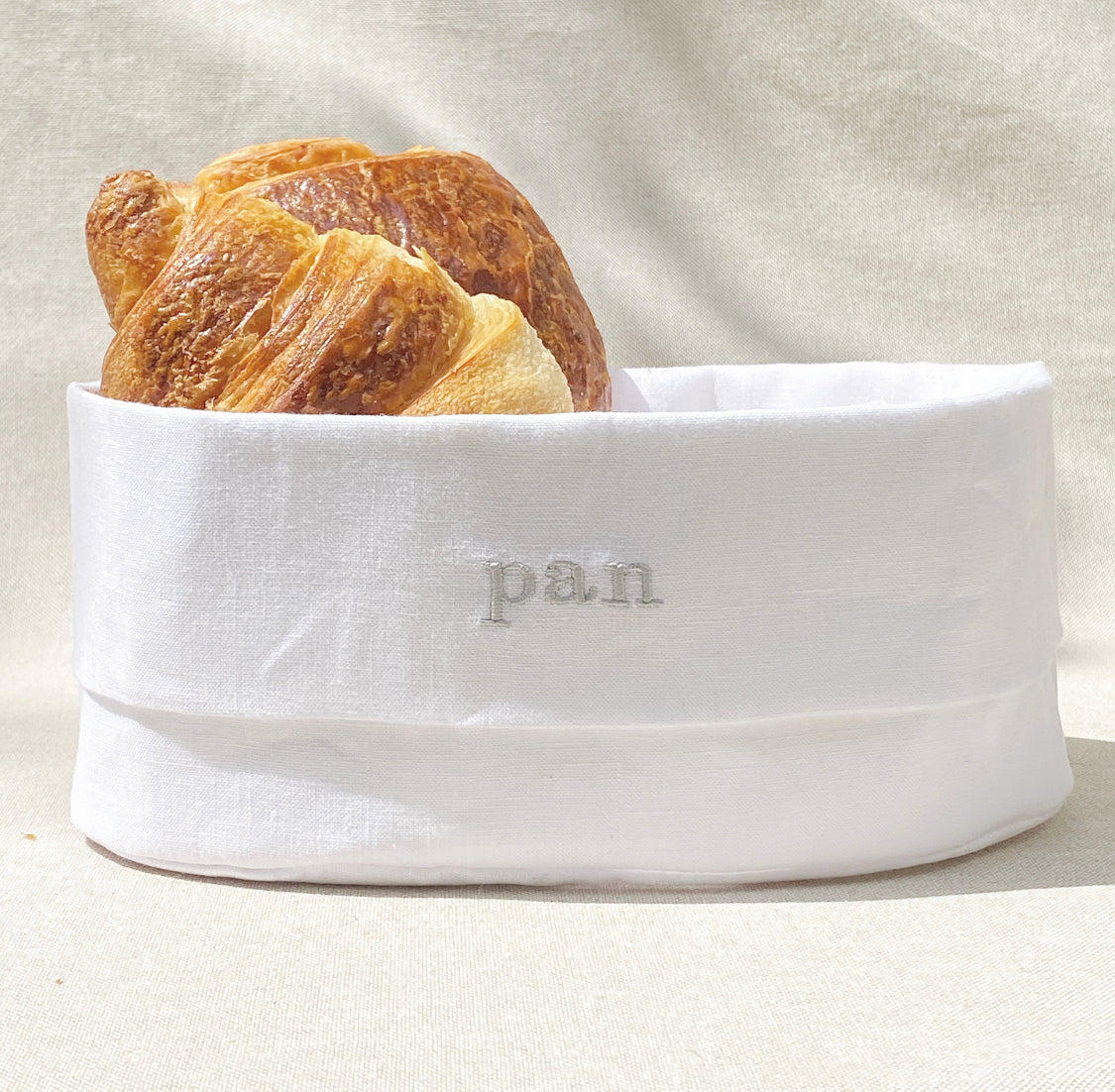 panera de lino blanco grande