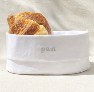 panera de lino blanco grande - Barioles Casa