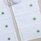 porta vaso de lino bordado hoja weed