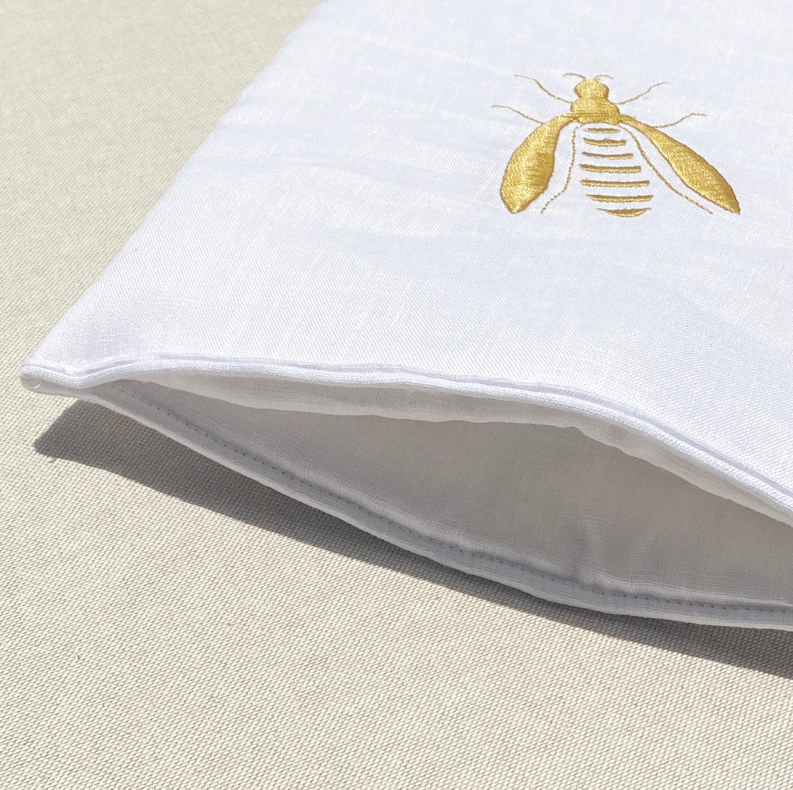 tortillero de lino bordado abeja color cobre