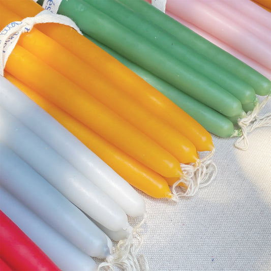vela de candil de cera de parafina varios colores